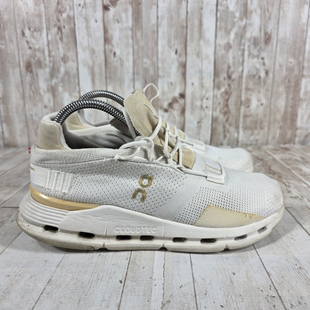 On Running Cloudnova White Sand Gold Sneakers 26.98225 Womens Size 8